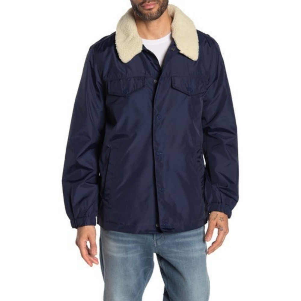 UGG faux shearling trim button front jacket